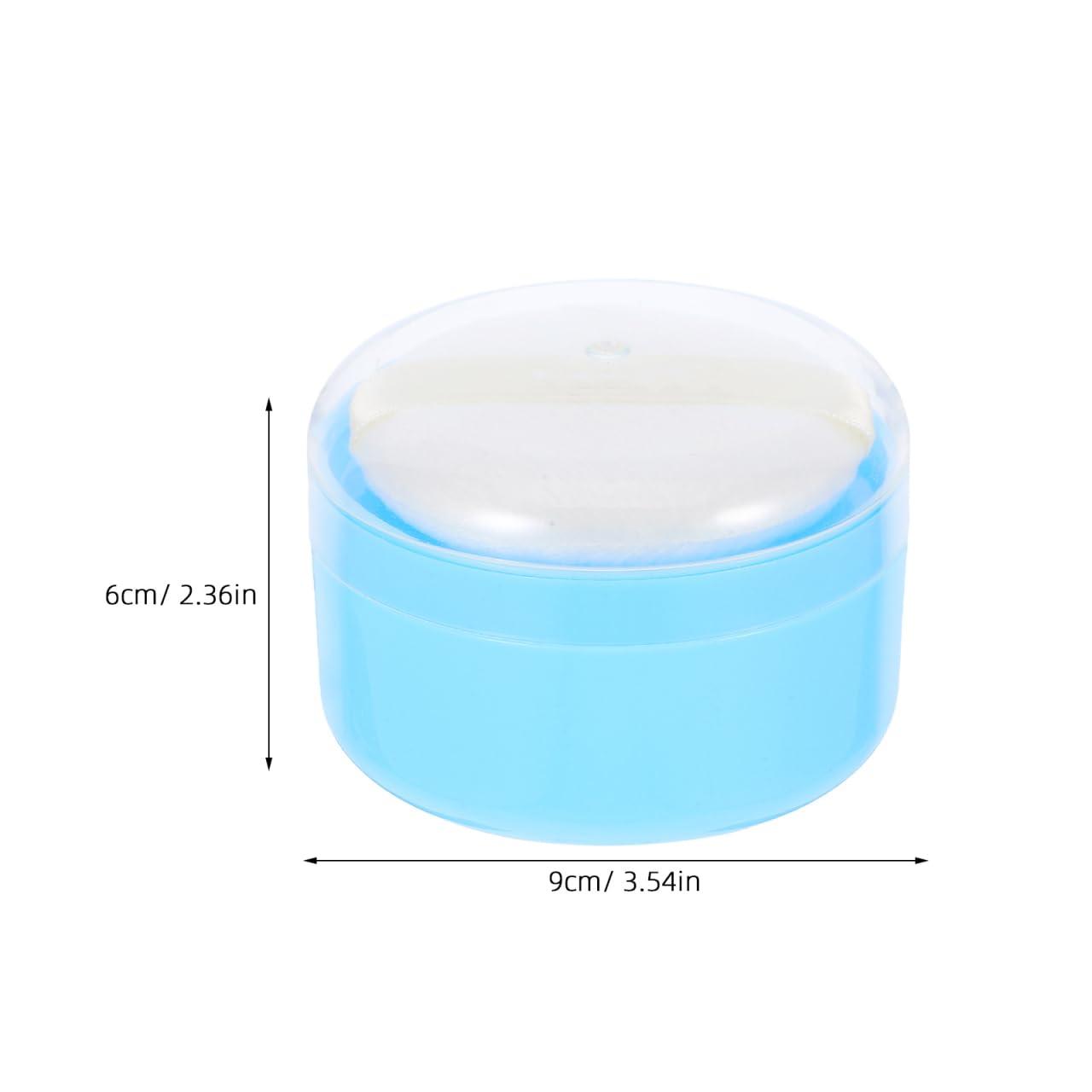 Beavorty Body Powder Puff Sponge Box Blue Powder Powder Puff case talcum Powder Puff case Powder Applicator Container with Puff After-Bath Powder Puff Container