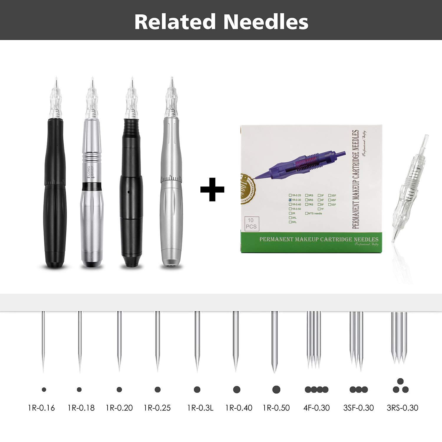 BIOMASER Cartridge Needles – BIOMASER 10PCS Sterilized Permanent Makeup Cartridge Needles Screw Thread Tattoo Needle for Permanent Makeup Machine Tattoo Pen for Eyebrow Eyeliner Lip Contour(1R-0.2MM)