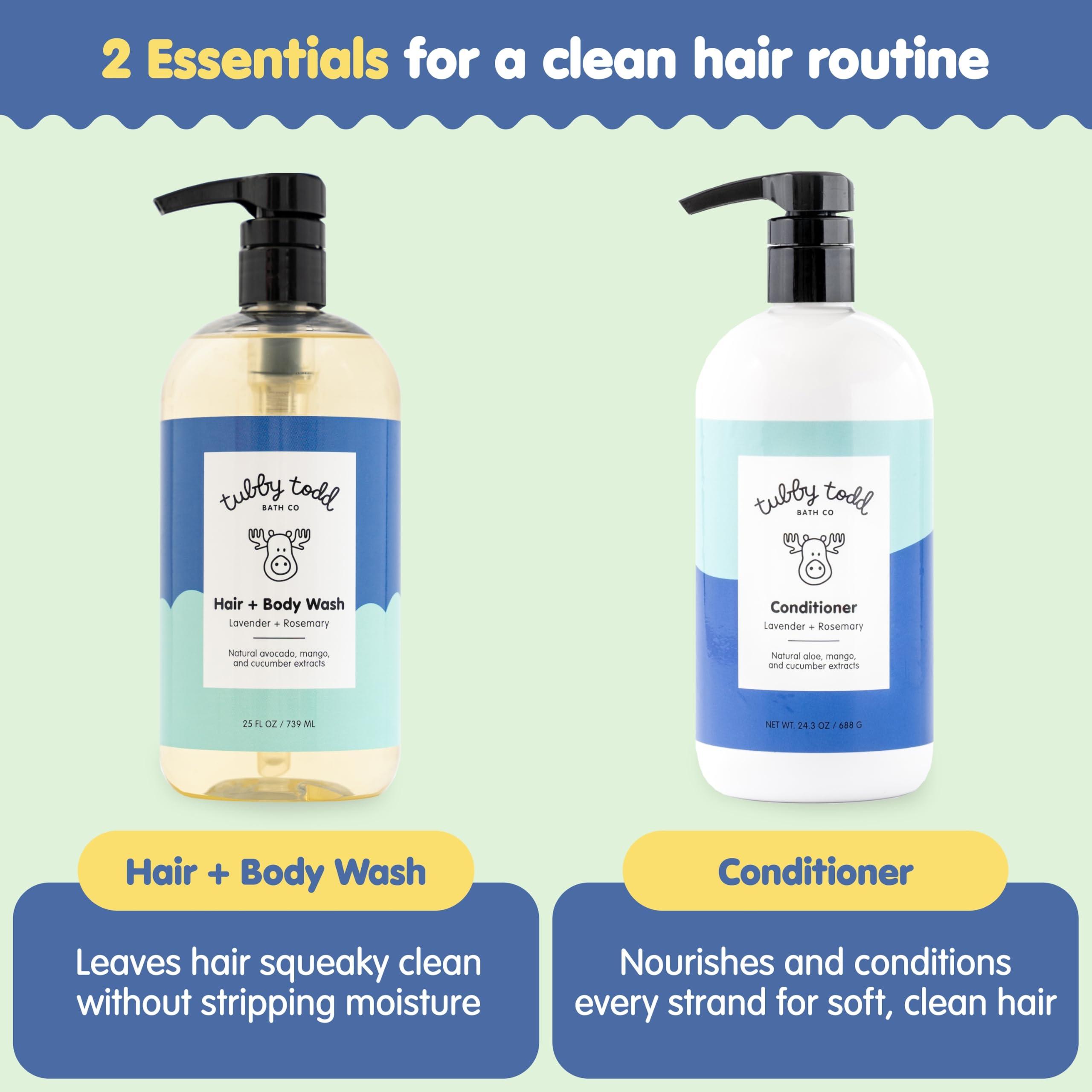 TUBBY TODD Tubby Todd Baby Bath Kit - The Hair Duo Bundle - Baby Shampoo and Conditioner Set - 25 Fl Oz & 24.3 Fl Oz - Lavender Rosemary