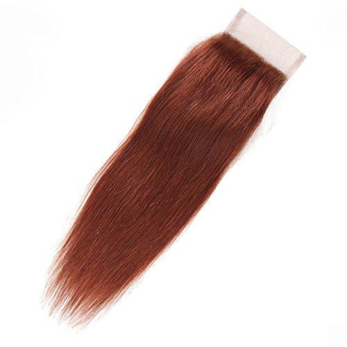 Tony beauty hair Tony Beauty Hair Copper Red Virgin Brazilian Human Hair Bundles with Top Closure Silky Straight #33 Dark Auburn Soft Hair Weaves 3 Bundle Deals with Lace Closure Piece 4x4 (14 14 14+14)
