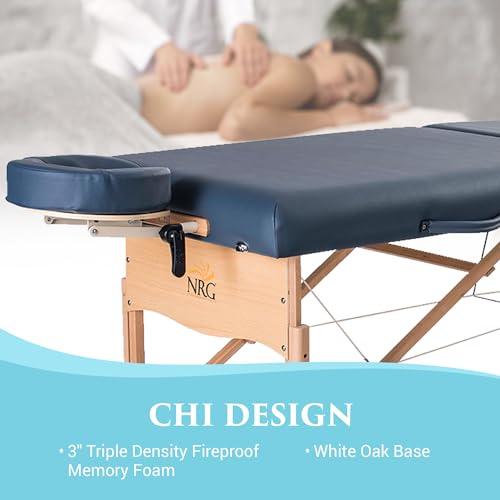 NRG NRG Chi Portable Massage Table Package Agate - Folding Massage Bed Lightweight Massage Table - Professional Massage Table spa Bed, Face Cradle, Double Wheel Knobs & Carrying Case