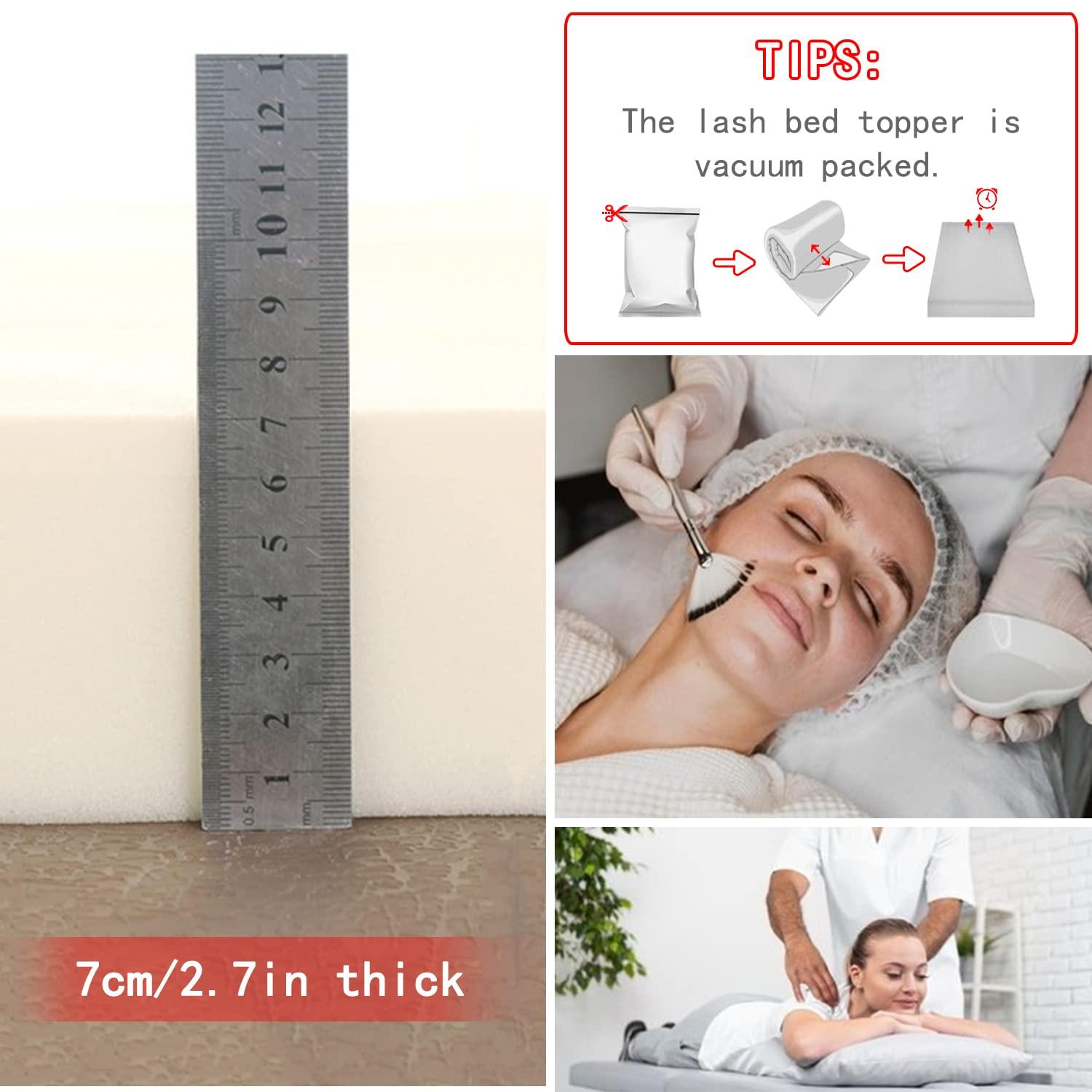 NinthAvenue Basics Lash Bed Topper Memory Foam,7cm Thick Massage Table Mattress Topper,Foam Padding for Spa Bed with Washable Cover,Foldable Lash Bed Cushion,Square/Round/Trapezoidal Head,Navy Blue t,70x185cm