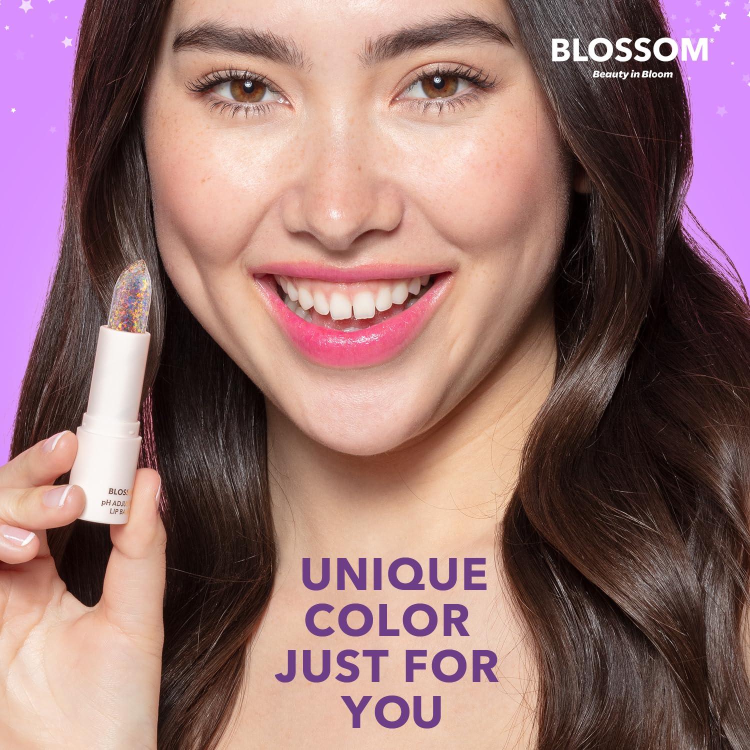 Blossom Blossom Lip Gloss Moisturizing pH Lip Balm, Color Changing Glitter Sparkle Shimmering Lip Stain Tint, 3.5g, Moonstone