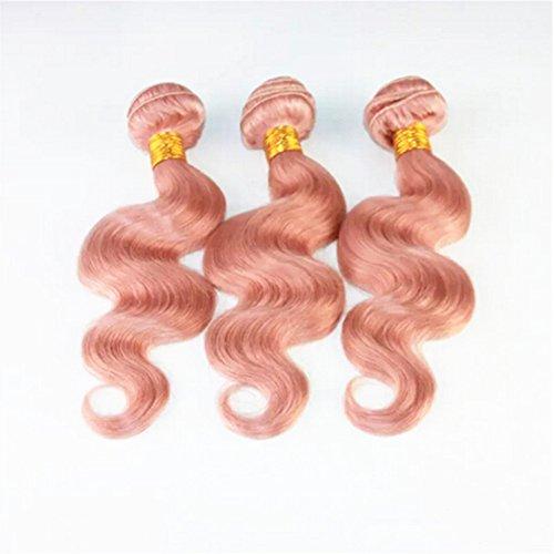 Ruma Hair Ruma Hair 8A Glamorous Rose Gold Wavy Virgin Hair Weave With 13x4 Lace Frontal Closure 4Pcs Lot New Fashion Pink Body Wave Human Hair 3 Bundles With Ear to Ear Full Frontals (18 with 18 18 18)
