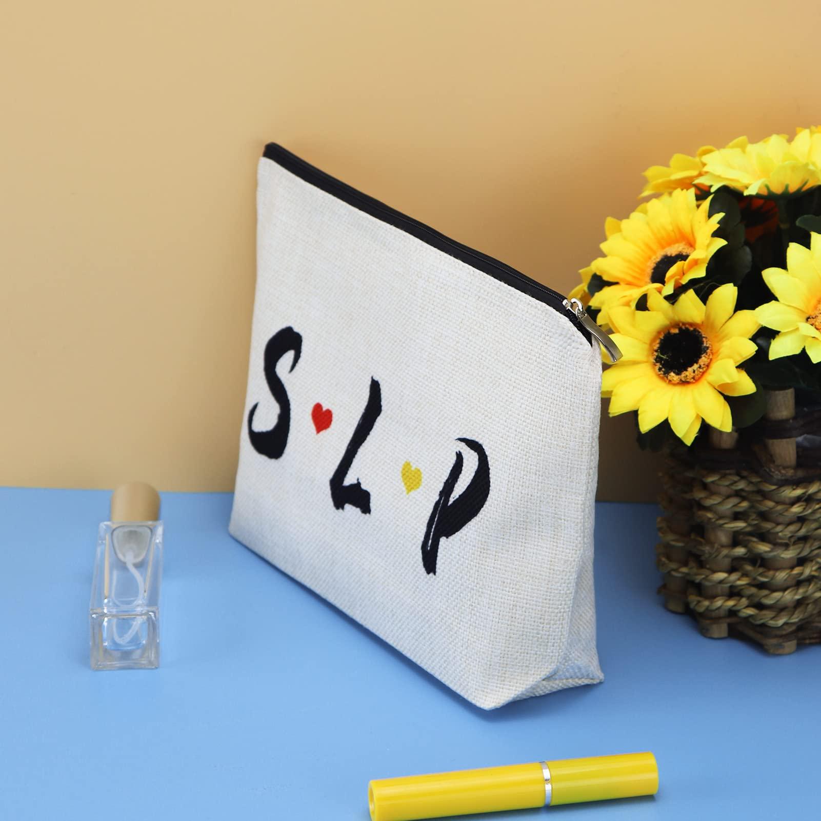 Mikela Speech Therapist Gift Makeup Bag Gift for SLP Women Speech Pathology Gifts Cosmetic Bag Pouch Speech Language Pathologist Gift Appreciation Gifts Thank You Gift Thanksgiving Gift for Speech Therapist