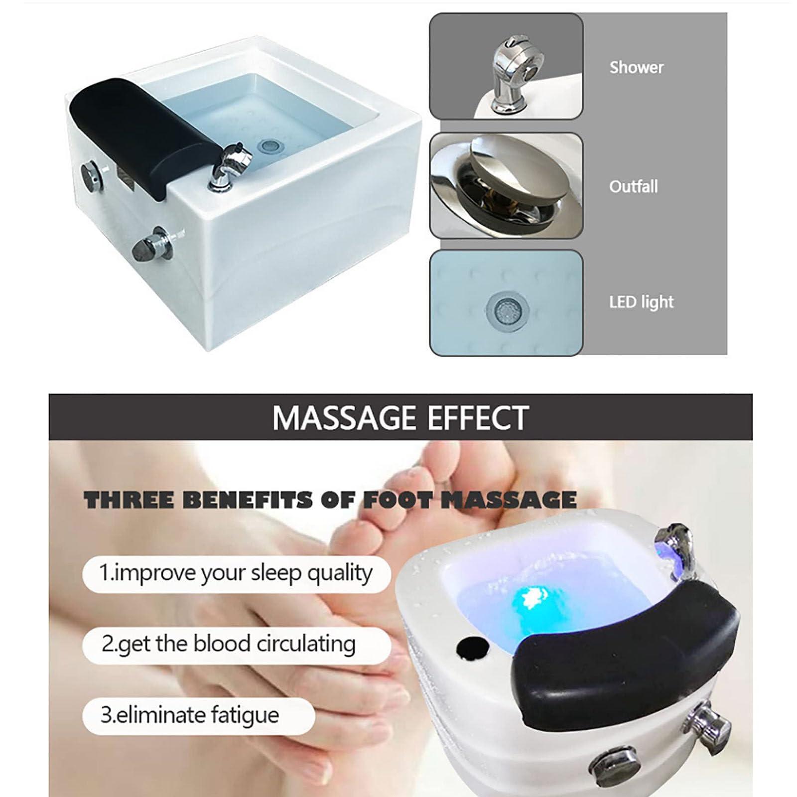 HTIANMM Acrylic Spa Footbath Nail Salon Pedicure Footbath Barrel deep Foot Bath Spa with Massage Special for Hotel Foot Bath Club Sturdy Acrliy Tubs for Soaking Feet Foot Bath Basin