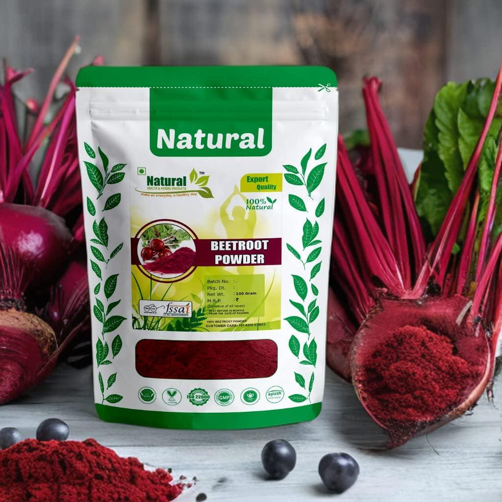 india Pure Beet Root Powder for Skin Brightening, Face Pack & Nourishes Hair & Scalp | Make it Smoothies, Juice, Candy, Cakes, Skin and Lips Care products-100g