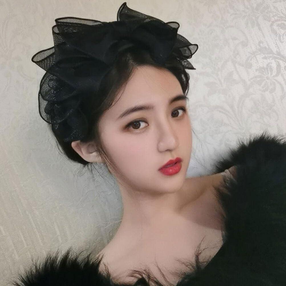 SHERCHPRY SHERCHPRY Black Headband With Bow, Bow Knot Headbands Bow Hair Hoop Cosplay Party