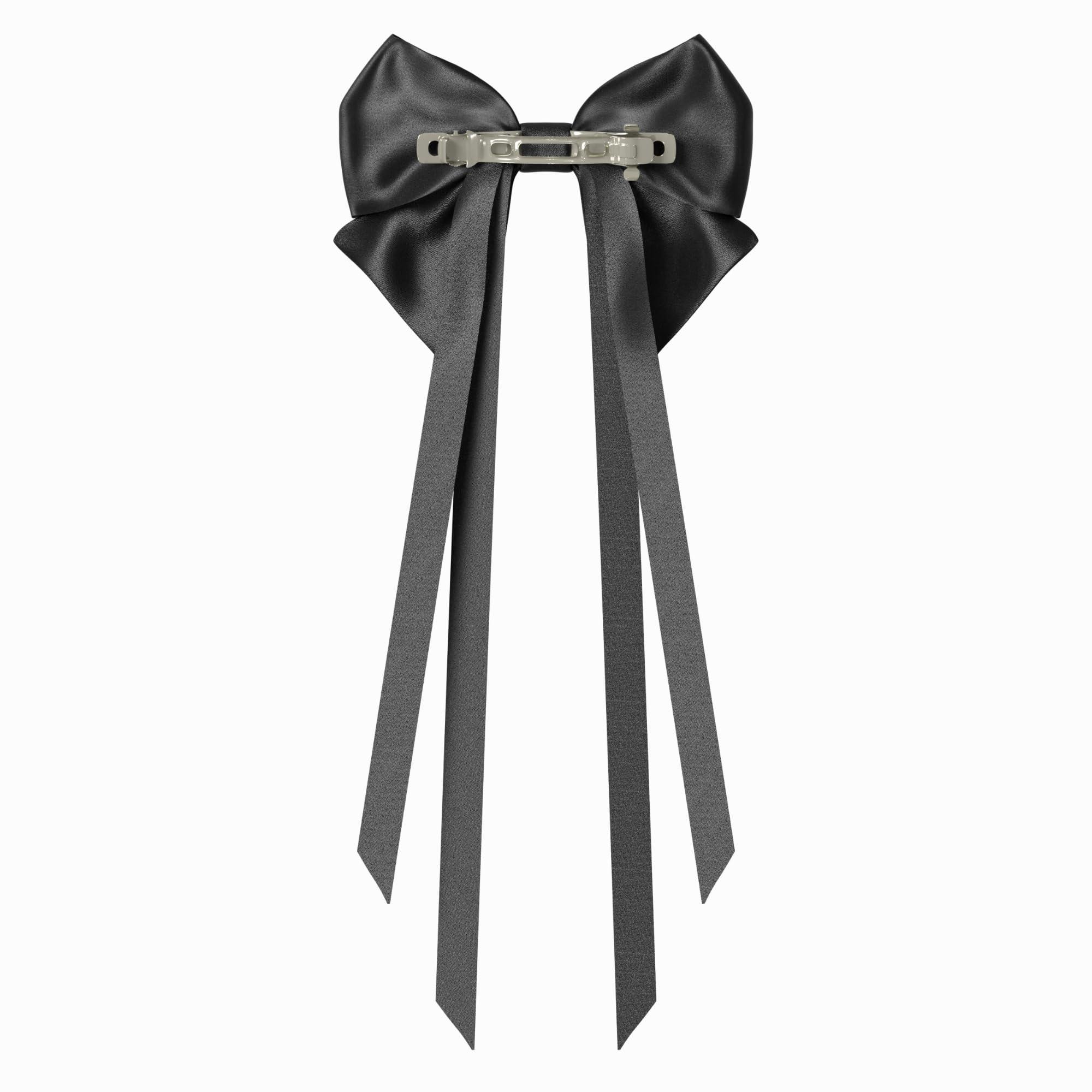VIADALINNO Black Hair Bow Clip Ribbons Gothic Emo Alt for Teens Woman Girl Halloween