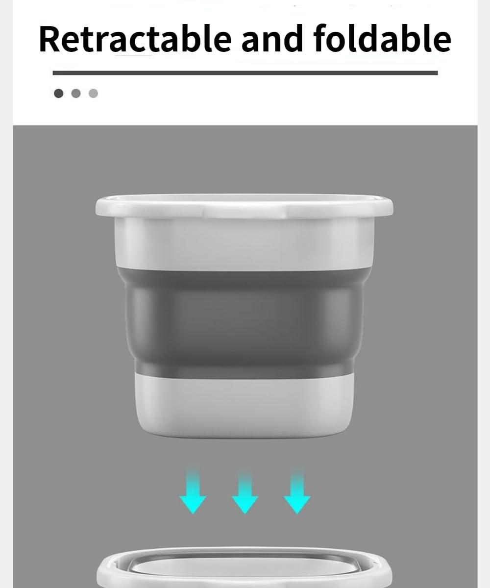 BeyondNice Portable Collapsible Foot Bath Basin for Soaking Feet, Foot Soak Tub, Plastic Foot Bucket and Massage Acupoint, Home Foot Spa Kit, Foldable Laundry Baske (Gray)