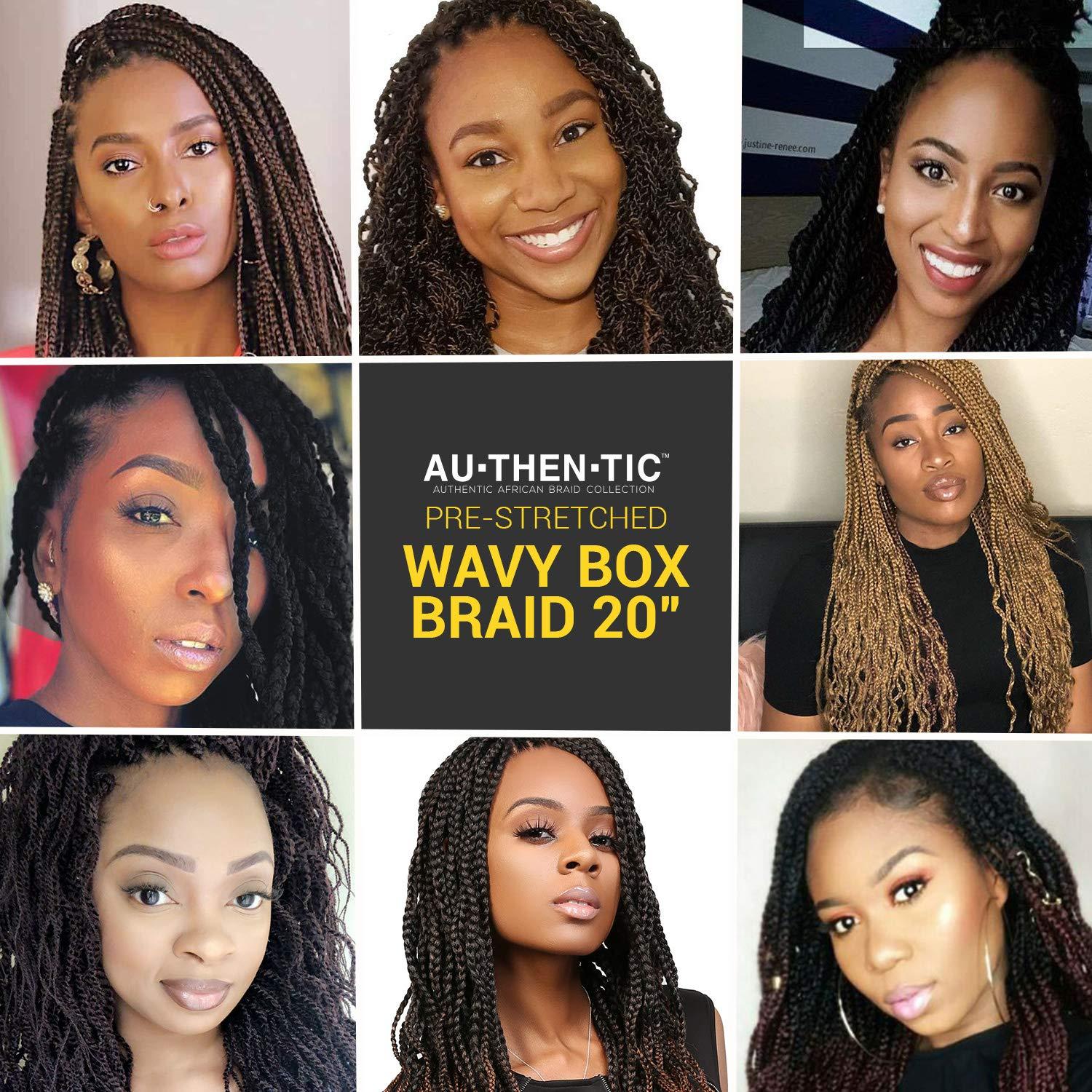 AU-THEN-TIC 20 Inch AU-THEN-TIC Wavy Box Braid Crochet Hair Goddess Box Braids Crochet Hair Crochet Box Braids Pre Stretched Synthetic Hair Extensions (20 Inch (Pack of 4), 2-Dark Brown)