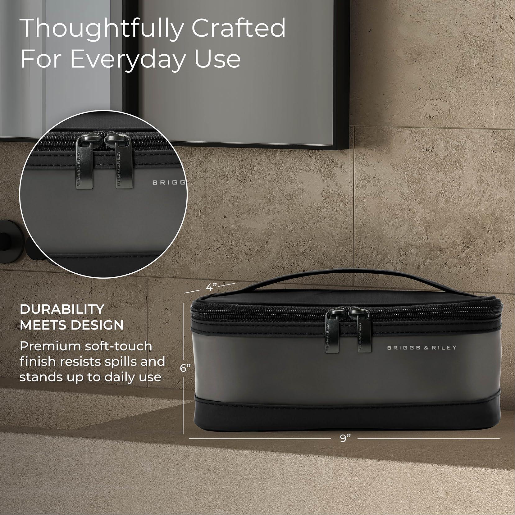 Briggs & Riley Briggs & Riley Translucent Case - Toiletry Bag for Women & Men, Organizer for Bathroom Accessories, Makeup, & Skincare, Dopp Kit for Vacation - Travel Essentials, Black