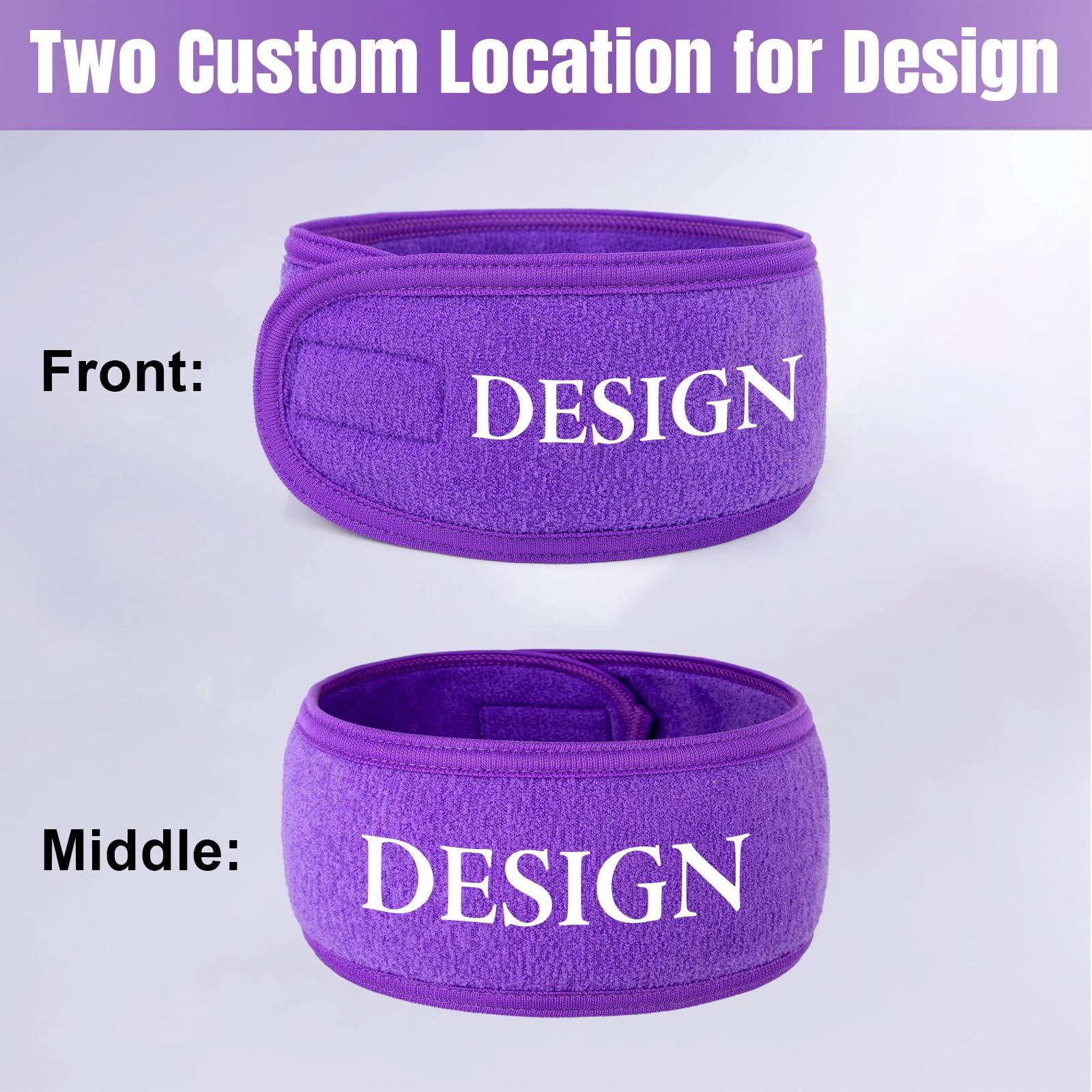 TopTie TopTie 10PCS Custom Spa Facial Headband Terry Cloth Skincare Head Wrap, Embroidery & Heat Transfer for Light Green Headband