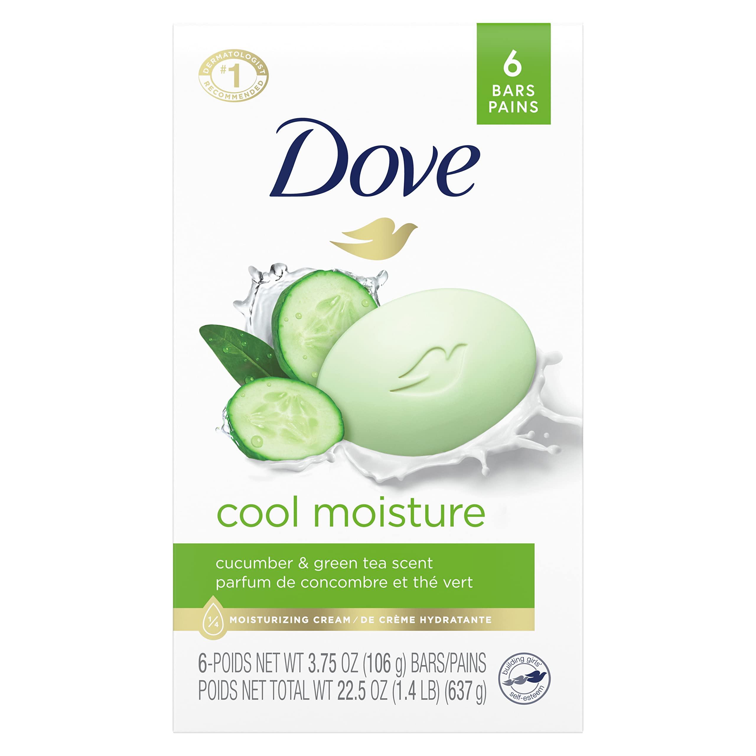 Dove Dove Cucumber Green Tea and Coconut Milk Beauty Bars for Softer Skin More Moisturizing Than Bar Soap 6 Bars 3.75 oz Each