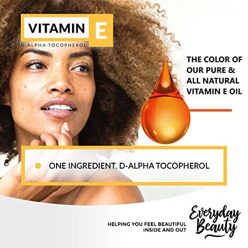Everyday Beauty Helping You Feel Beautiful Inside Vitamin E Oil Bulk - 1 Gallon - D-Alpha Tocopherol 100% Pure & All Natural 42,500 IU per oz - Thick, Amber Color, Nutty Aroma - From Wheat Germ - Face Body Hair - DIY Cosmetics & After Surgery Scars