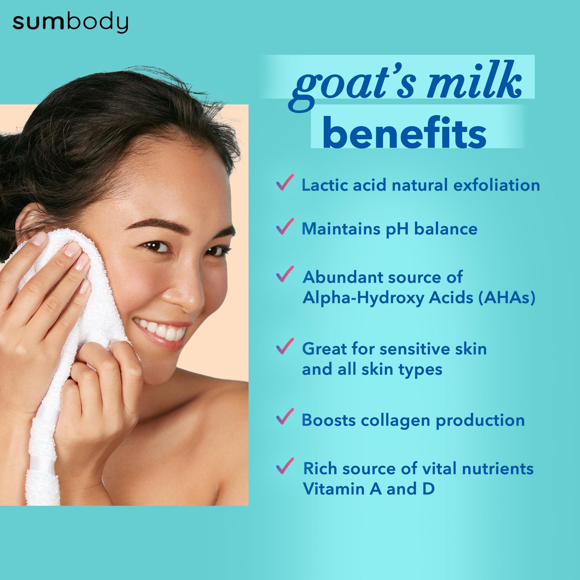 Sumbody Sumbody Face Wash for Women & Men Goat Milk Cleanser (4oz) Cruelty Free Face Wash, Organic Gentle Face Cleanser with AHAs & Vitamins for Sensitive Skin, Day and Night Face Wash Cleanser for Dry Skin