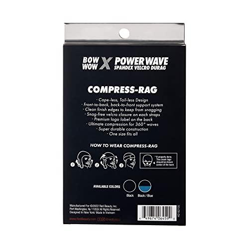 Red by Kiss Red by Kiss Premium Bow Wow X Power Wave Durag, 360 Wave Compression Cap for Men & Women, Adjustable Hook-&-Loop Strap, Stylish & Durable, Ideal for Locs, Braids, Finger Waves (Spandex - Black/Blue)