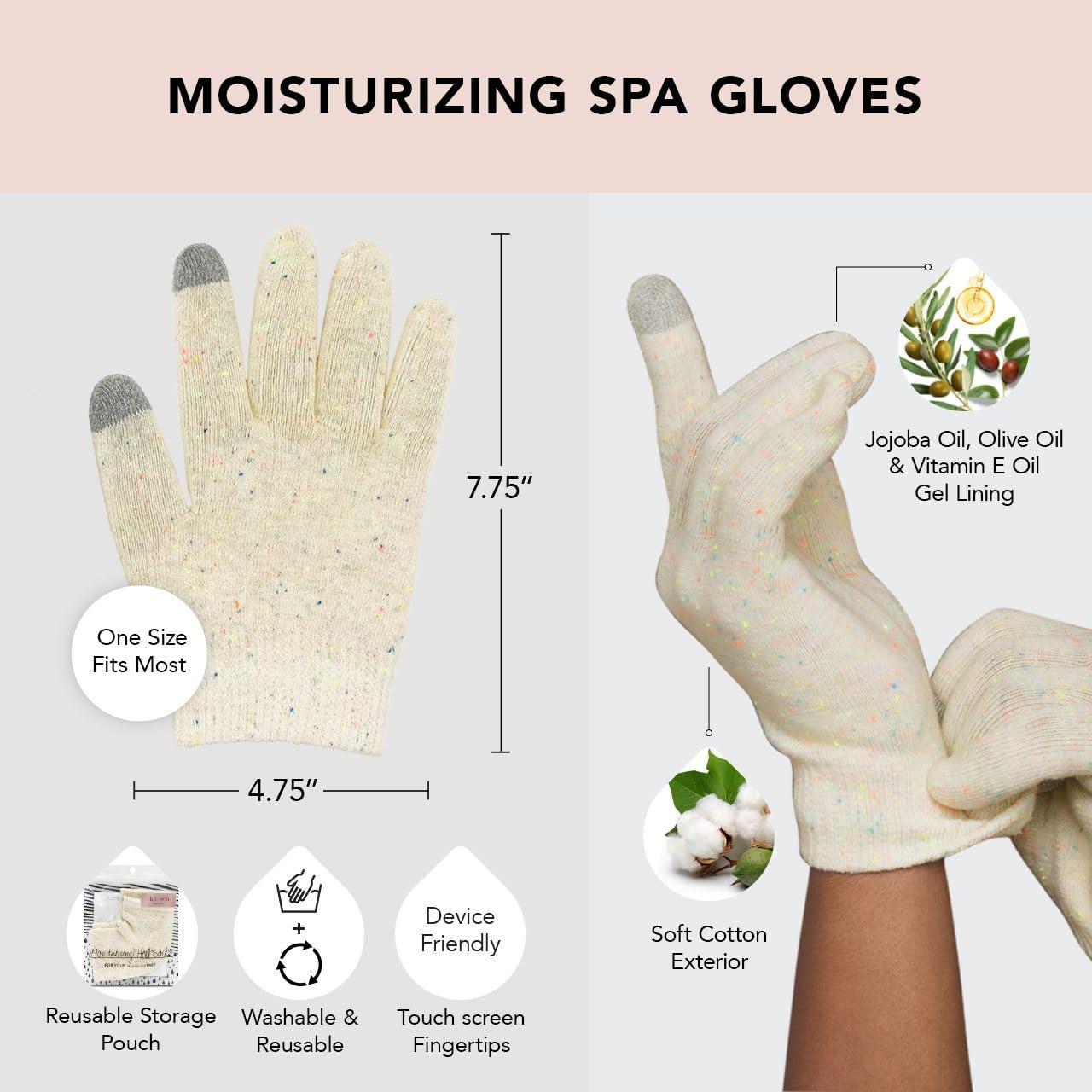 Kitsch Kitsch Moisturizing Gloves Overnight for Dry Hands Treatment, for Women & Men | Soft Hydrating & Infused Gel Spa Gloves for Kids, One Size Fits Most, Washable & Reusable Pair