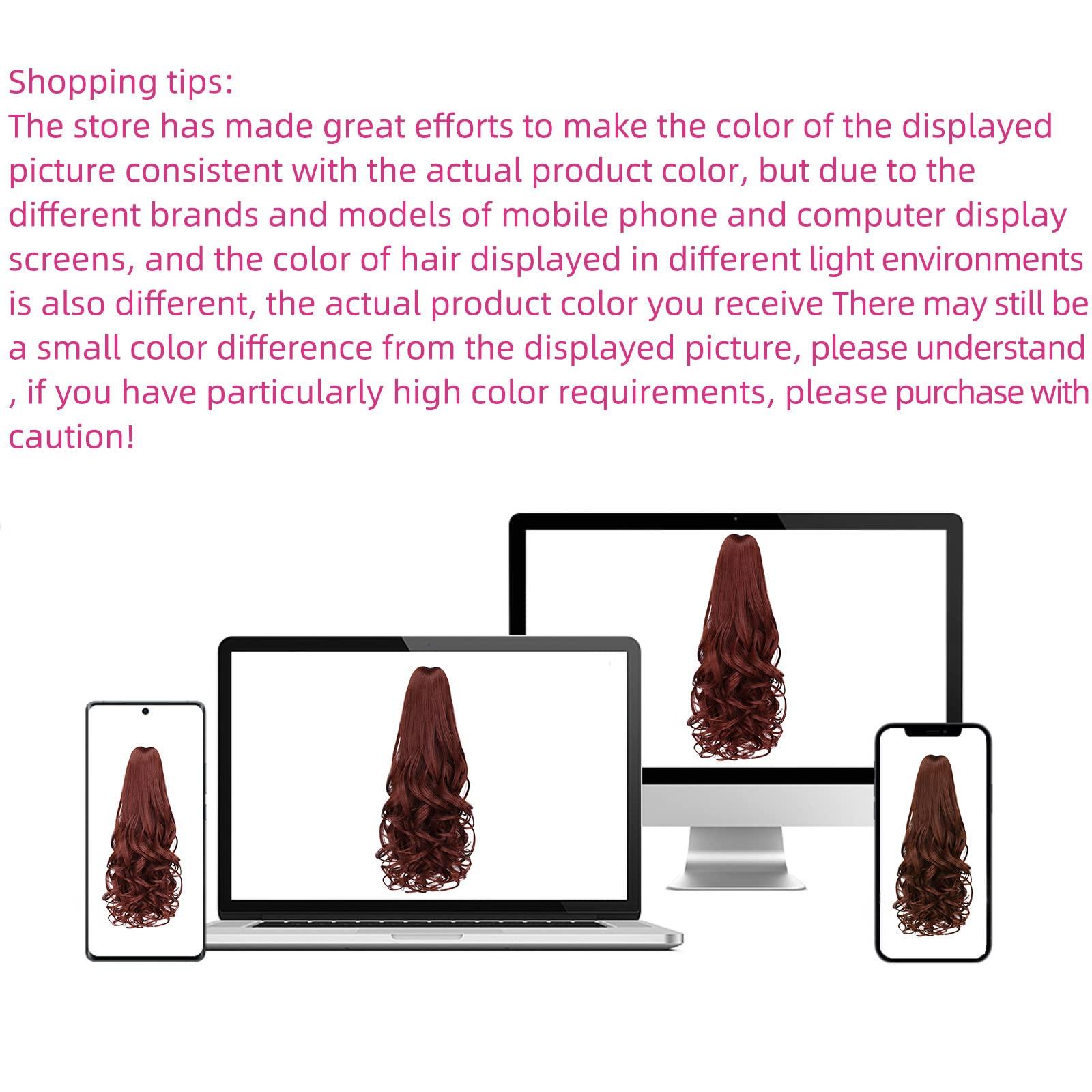 SYXLCYGG SYXLCYGG Auburn Ponytail Hair Clip Synthetic Fake Pony Tails Claw Clip Hair Extensions 20\" Wavy 5.3 OZ Like Real Hair piece Women Yaki Fluffy Tangled