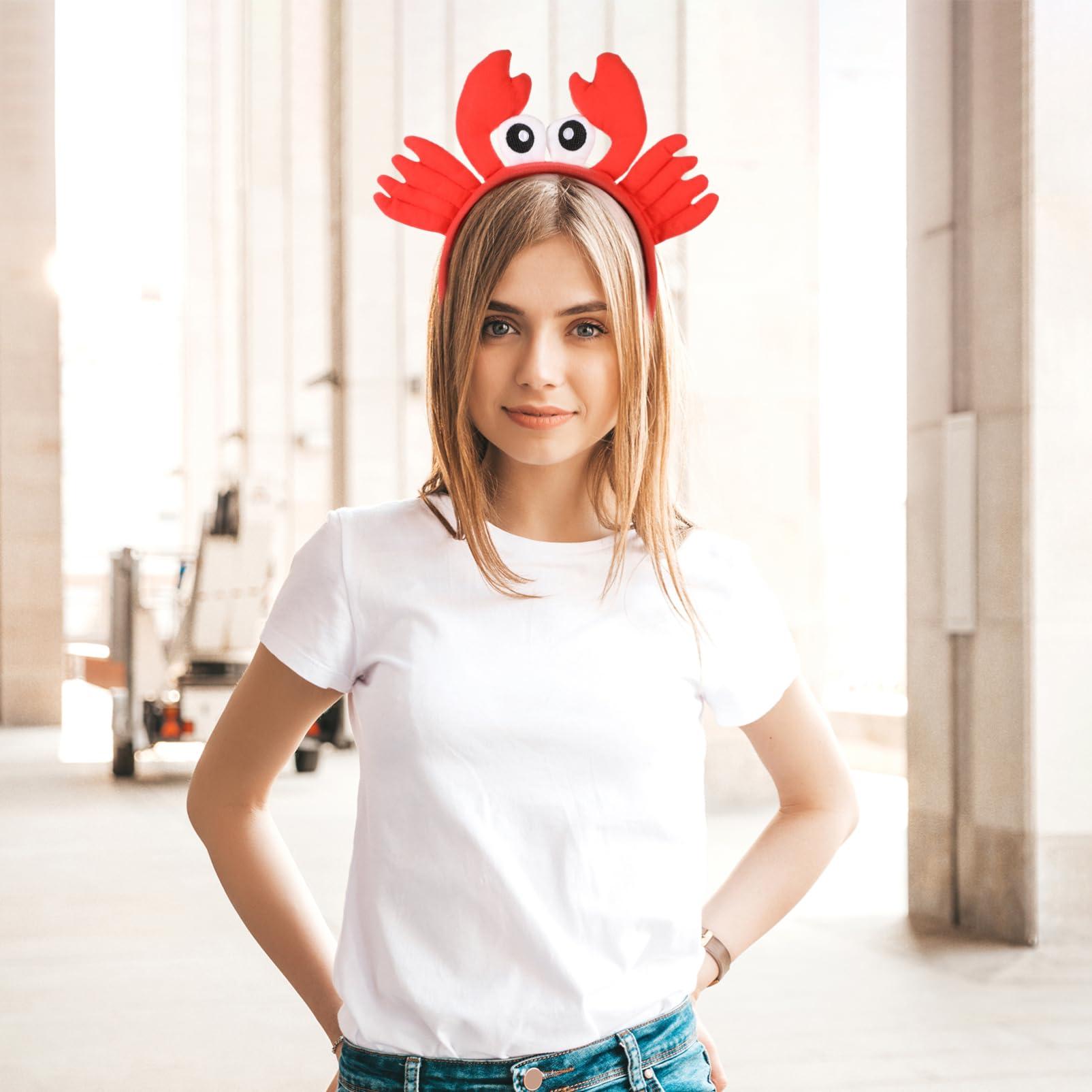Kisangel Kisangel Crab Eyes Headband Mr Krabs Costume Eyes 2pcs Cute Crab Headband Adult with Eyes and Claws Crab Costume Sea Animal Headbands Crab Headband Fancy Dress