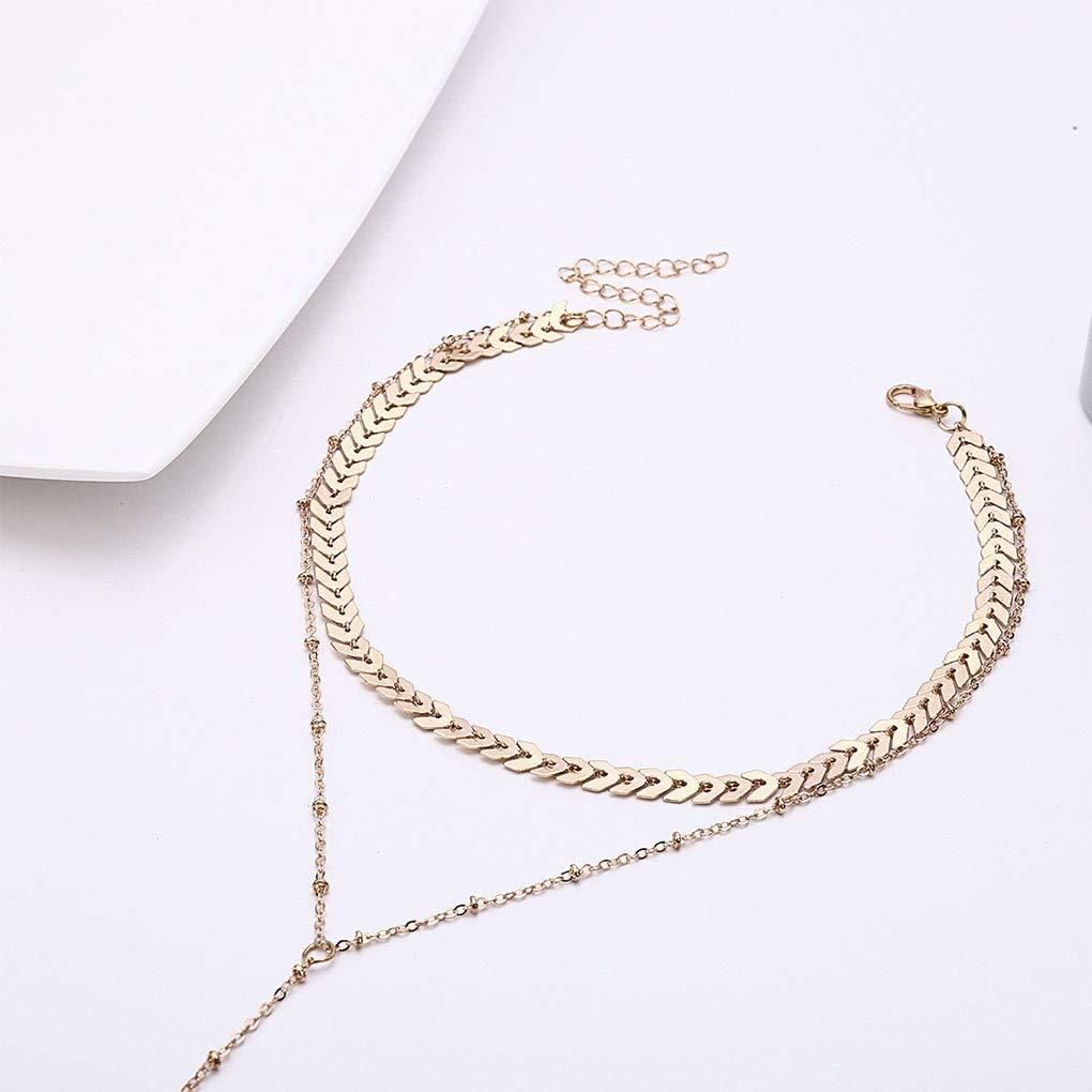 Olbye Olbye Wrap Y Necklace Choker Gold Sequin Necklace Chain Tassel Pendant Necklace for Women