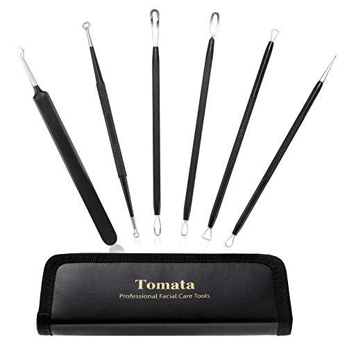 Tomata Blackhead Remover Pimple Popper Tool Kit - (6 Piece Kit) - Professional Stainless Pimples Comedone Extractor Removal Tool
