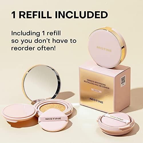 Mistine MISTINE Cushion Foundation Breathable Medium Coverage with Satin Finish,Long-Lasting, Oil-Moisture Balance Foundation Makeup,Contains Beauty Serum for Combination Skin,Refill Included,Ivory