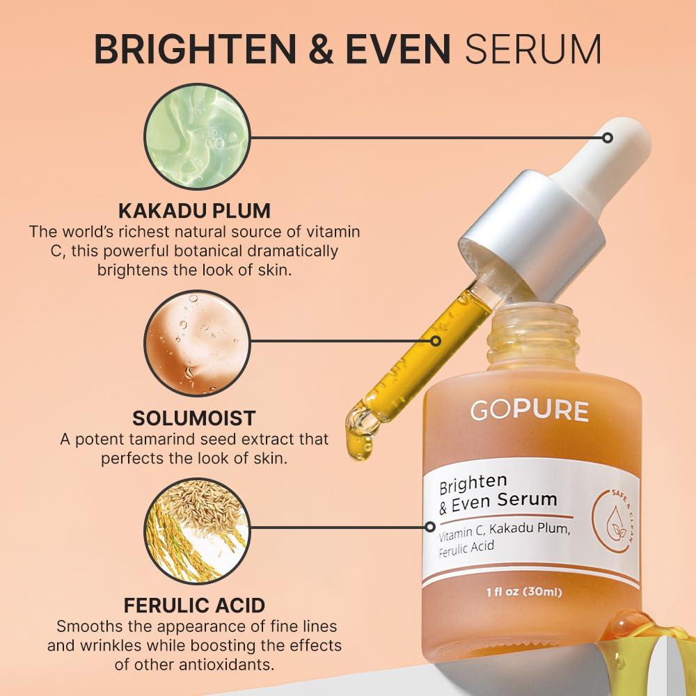 goPure goPure - Skincare Essentials Set - Anti Wrinkle Cream, Vitamin C, Dramatically Dewy and Firm & Lift Serums