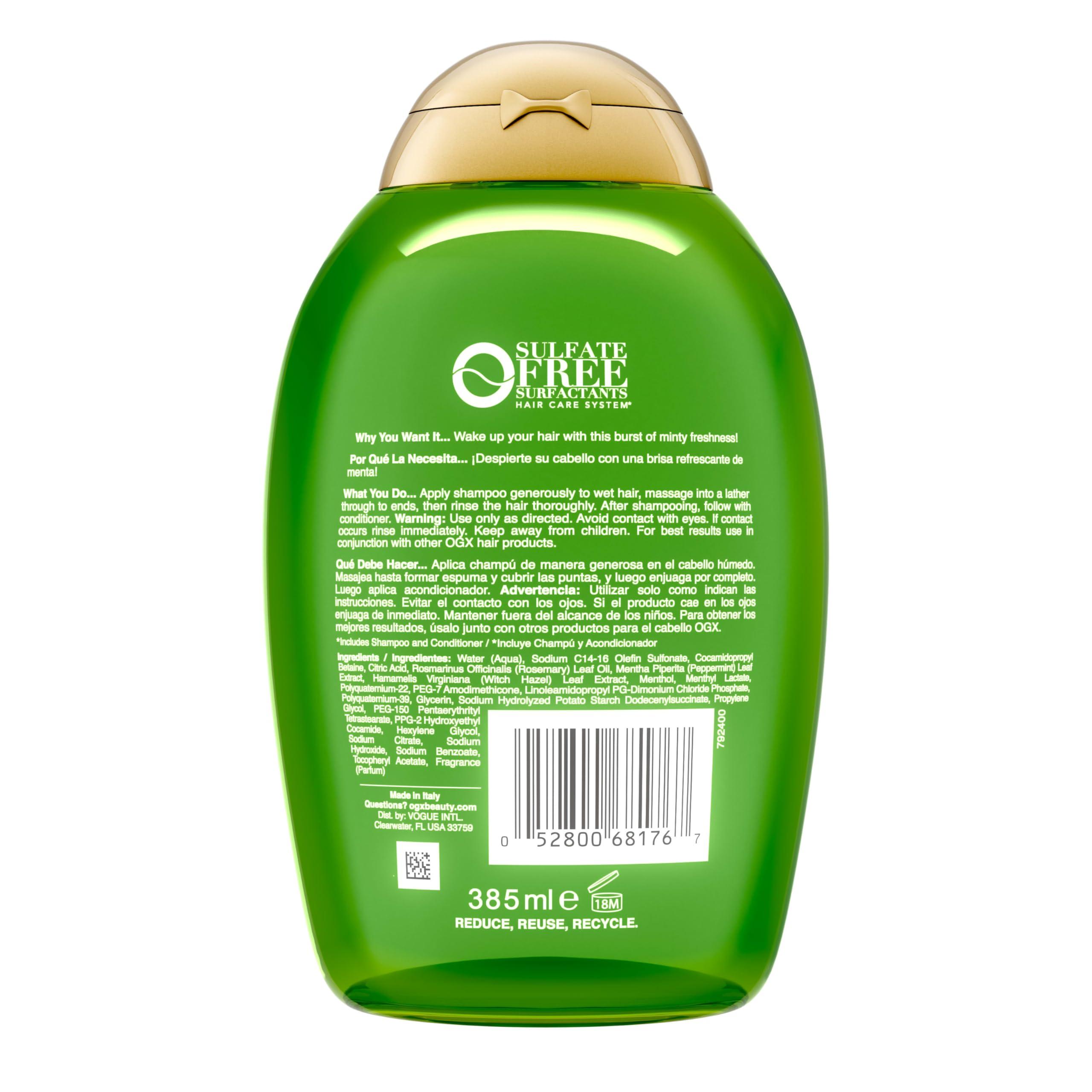 OGX OGX Extra Strength Refreshing Scalp + Rosemary Mint Shampoo, Clarifying Wash Visibly Helps Remove Oil & Residue to Clear Away Buildup, Sulfate-Free Surfactants, 13 fl. Oz