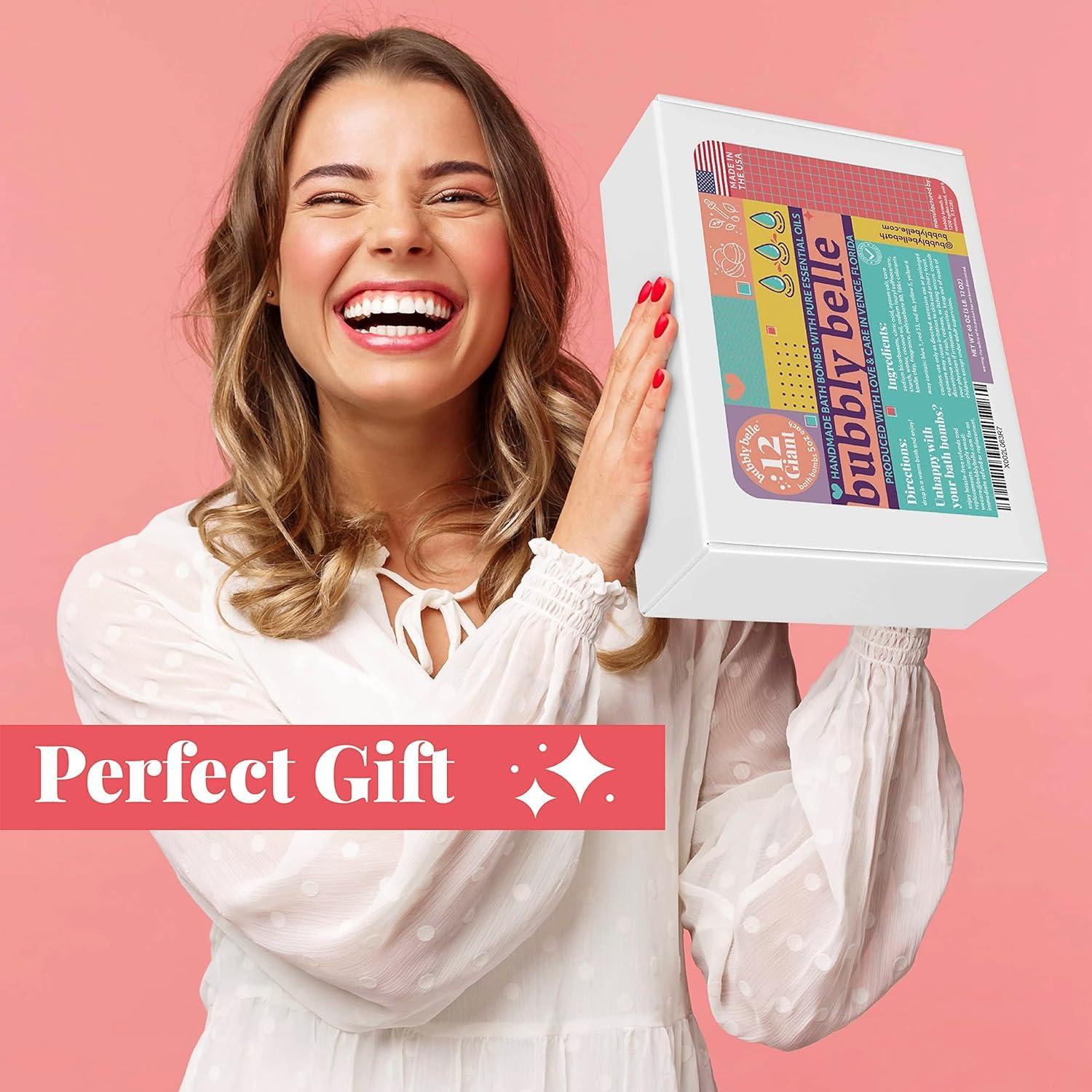 Bubbly Belle XXL 5oz Bath Bombs Gift Set, 12 USA Made Extra Large Fizzies with Fruity Scents