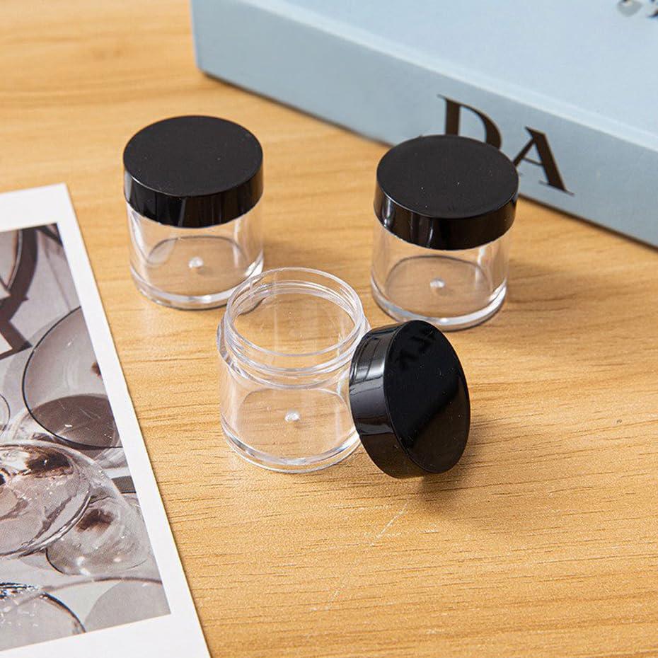 UPSTORE 12Pcs 30ml/1oz Plastic Jars Round Clear Cosmetic Container Jars Empty Makeup Cosmetic Sample Containers Pots Bottles with Black Screw Lids for Creams Lotion Ointments Travel Make Up Samples Storage