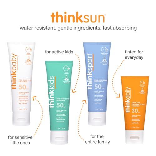THINK Thinkbaby SPF 30 Sunscreen Stick  Safe, Natural, Water Resistant Sun Cream for Babies, Kids & Adults  Mineral UVA/UVB Sun Protection  Reef Friendly Travel Stick, 0.64oz