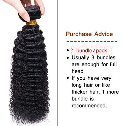 SEGO SEGO 7A Virgin Hair Bundles Sew in Hair Extensions Kinky Curly 100% Unprocessed Brazilian Human Hair Weave Hair Weft Extensions for Women 16 Inch Natural Black #1B 100g