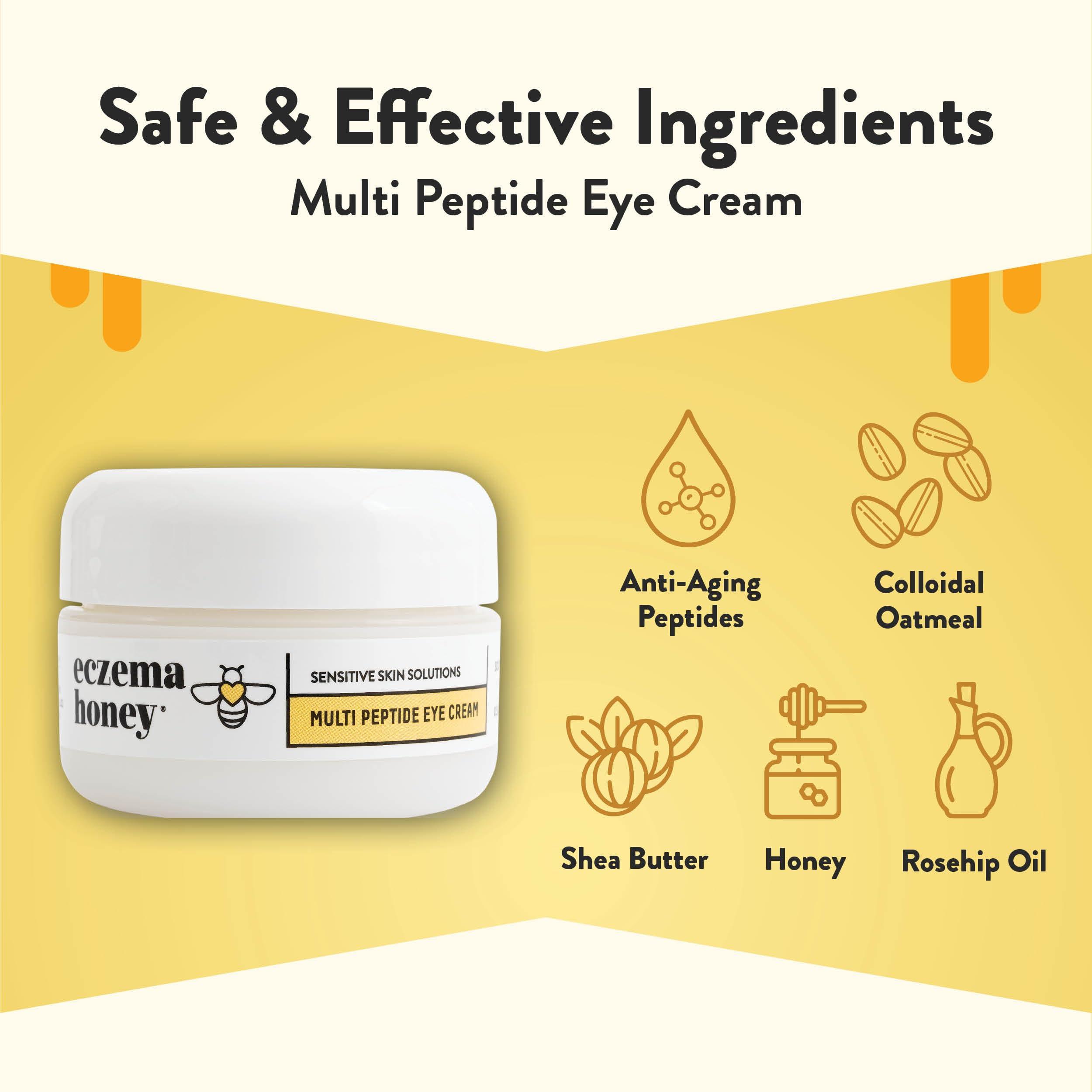 ECZEMA HONEY ECZEMA HONEY Multi Peptide Eye Cream & 15% Vitamin C + Ferulic Acid Serum - Bundle for Sensitive & Dry Skin - Cruelty Free