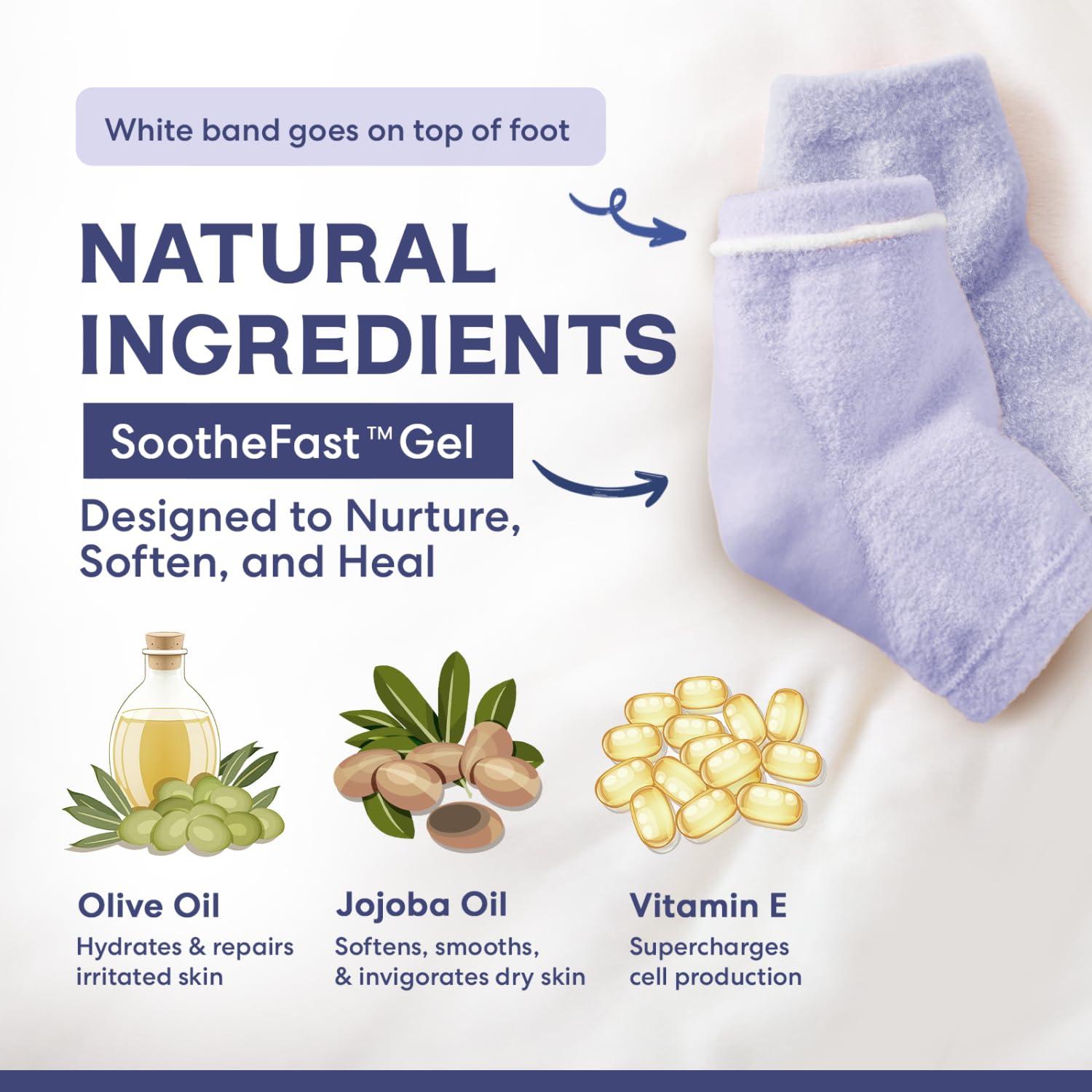 Dr. Frederick's Original Dr. Frederick's Original Moisturizing Fuzzy Heel Socks - 2 Pairs - Cozy Gel-Lined Sleep Socks for Women & Men - Soothes Dry, Cracked Feet - Heel Repair - Lilac Leisure