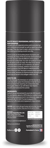 BLOTT BEAUTY PROFESSIONAL BLOTT Keratin & Botox Premium Hair Shampoo - Repair Dry & Damage Hair For Keratin, Botox And Blow Wave Hair Heading -Makes Hair Silky, Smooth & Shine 3 X Advance Care Paraben & Sulphate Free 320 ML