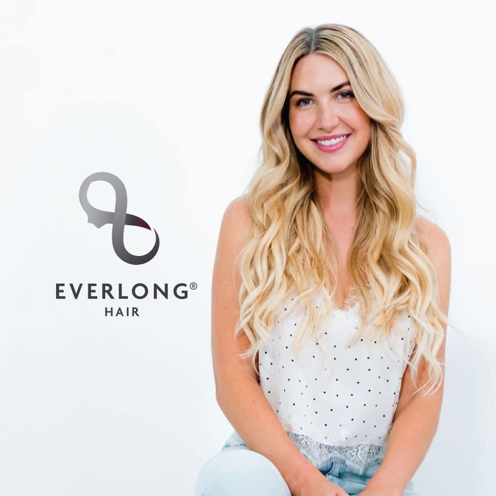 everlong Skinny Weft Clip-In Hair Extensions by Everlong, Thin Silicone Pressed Wefts, Premium Remy Human Silky Straight Hair for Length & Volume, 175 grams #124 Honey Pecan 18"