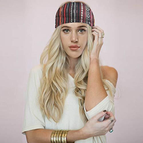 Bohend Bohend Boho Button Headband Wide Stretchy Daily Use Knotted Headwear Sport Athletic Yoga Gym Hair Accessories for Women and Girls(3pcs) (C)