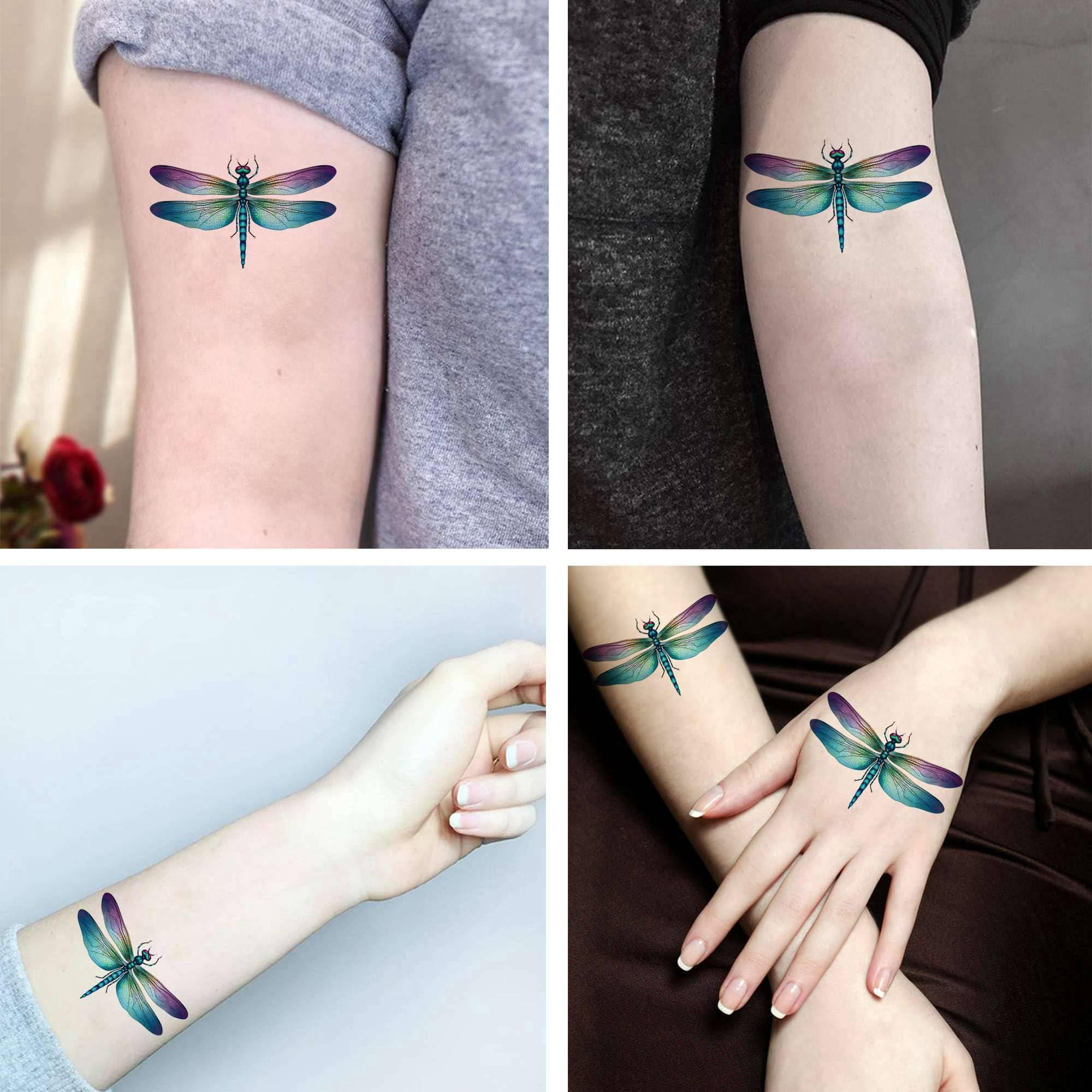 Dopetattoo Dopetattoo 6 Sheets Temporary Tattoo Dragonfly Tattoo Fake Tattoos Neck Arm Chest for Women Men Adults