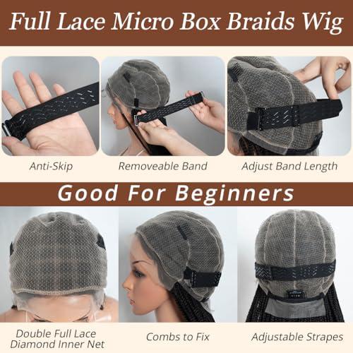 Style Icon Style Icon 42 Inches Super Long Micro Box Braids Wig Full Lace Free Part Braided Black Wig Top Faux Locs Synthetic Wig