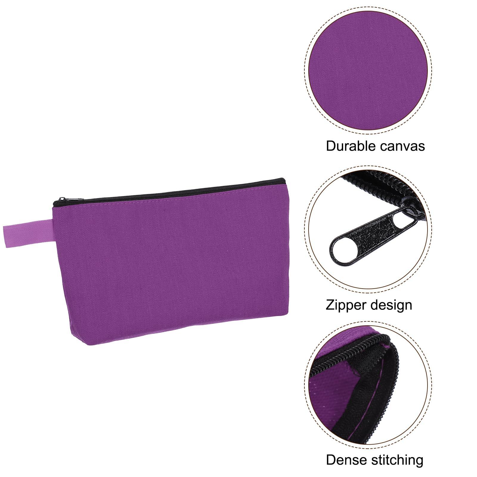 uxcell uxcell Canvas Makeup Bags, 30 Pcs Travel Cosmetic Bags Bulk, Multipurpose Plain Toiletry Zipper Pouches Blank DIY Craft Bags Pencil Bag for Women Teens, Purple