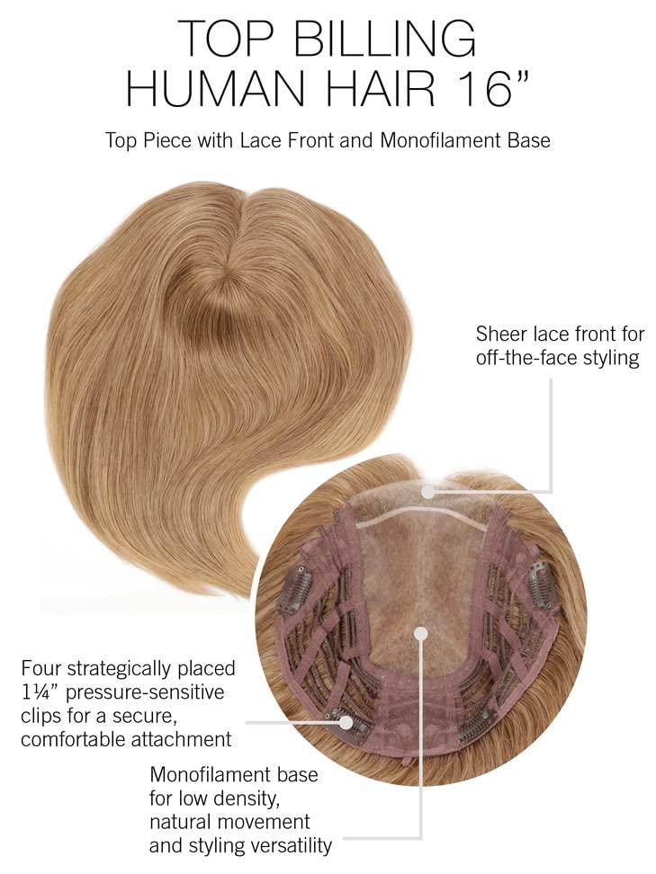 Hair u wear Raquel Welch 16 Inch Human Hair Top Billing Top-of-The-Head Hair Topper Wig, R9Hh Light Golden Blonde