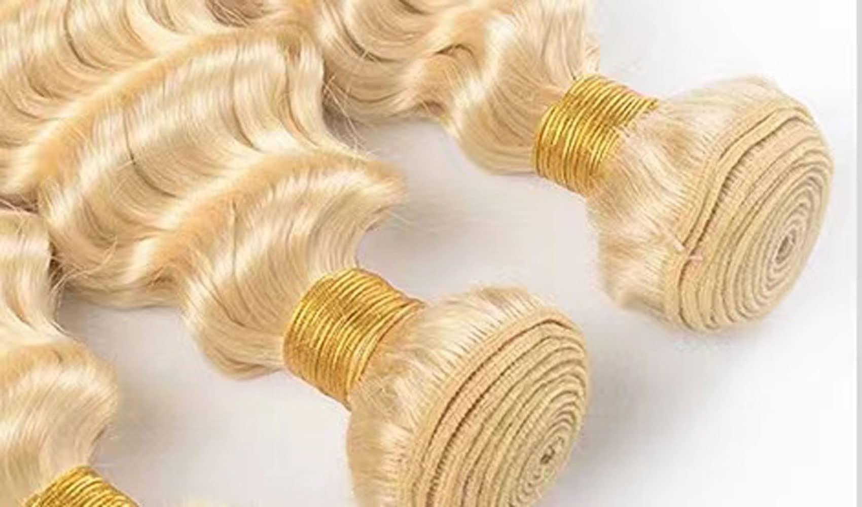 GzorOuzr Geou Honey Blonde Bundles Deep Wave 613 Hair Bundle 3 Bundle Unprocessed Virgin Hair Weave Blonde Remy Hair Bundle Wet And Wavy Bundles Blonde 3 Bundle 24 24 24 Inch