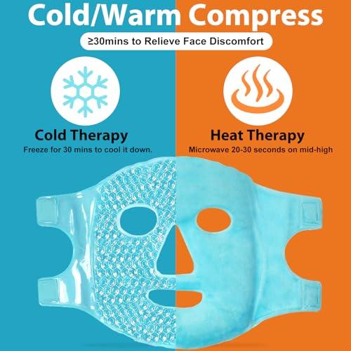 BeeVines BeeVines Ice Face Mask, Cooling Gel Pack for Puffy Eyes, Cold & Hot Reusable Compress, Frozen Eye Packs Masks for Women for Dark Circles, Puffiness & Allergies (Blue)