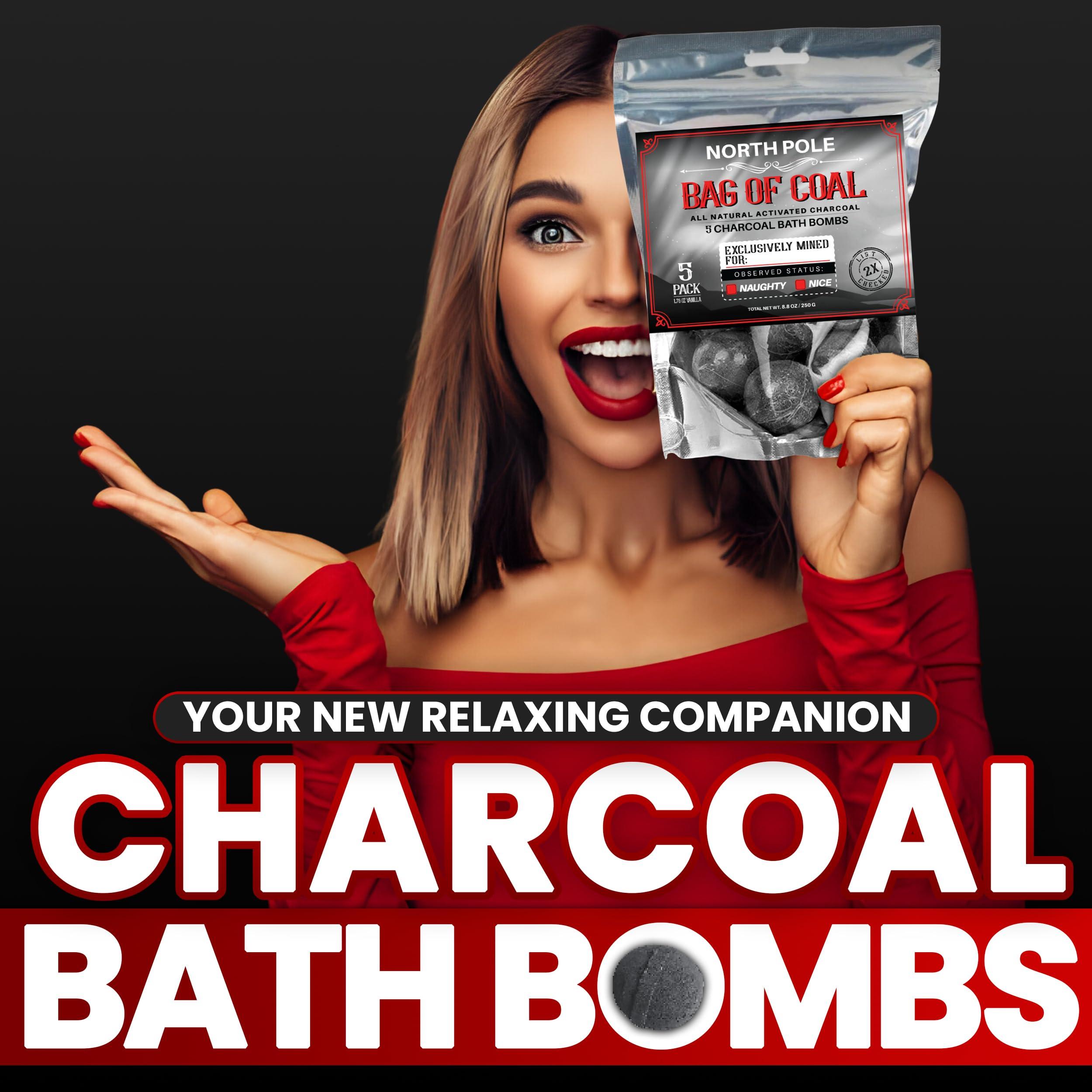 VITAMIN SEA Activated Charcoal Bath Bombs for Women - Natural Bath Bombs 5 PCs - Bath Bombs for Women Relaxing - Organic Bath Bombs for Sensitive Skin - Bath Bombs for Women Gift Set - Bath & Bathing Accessories