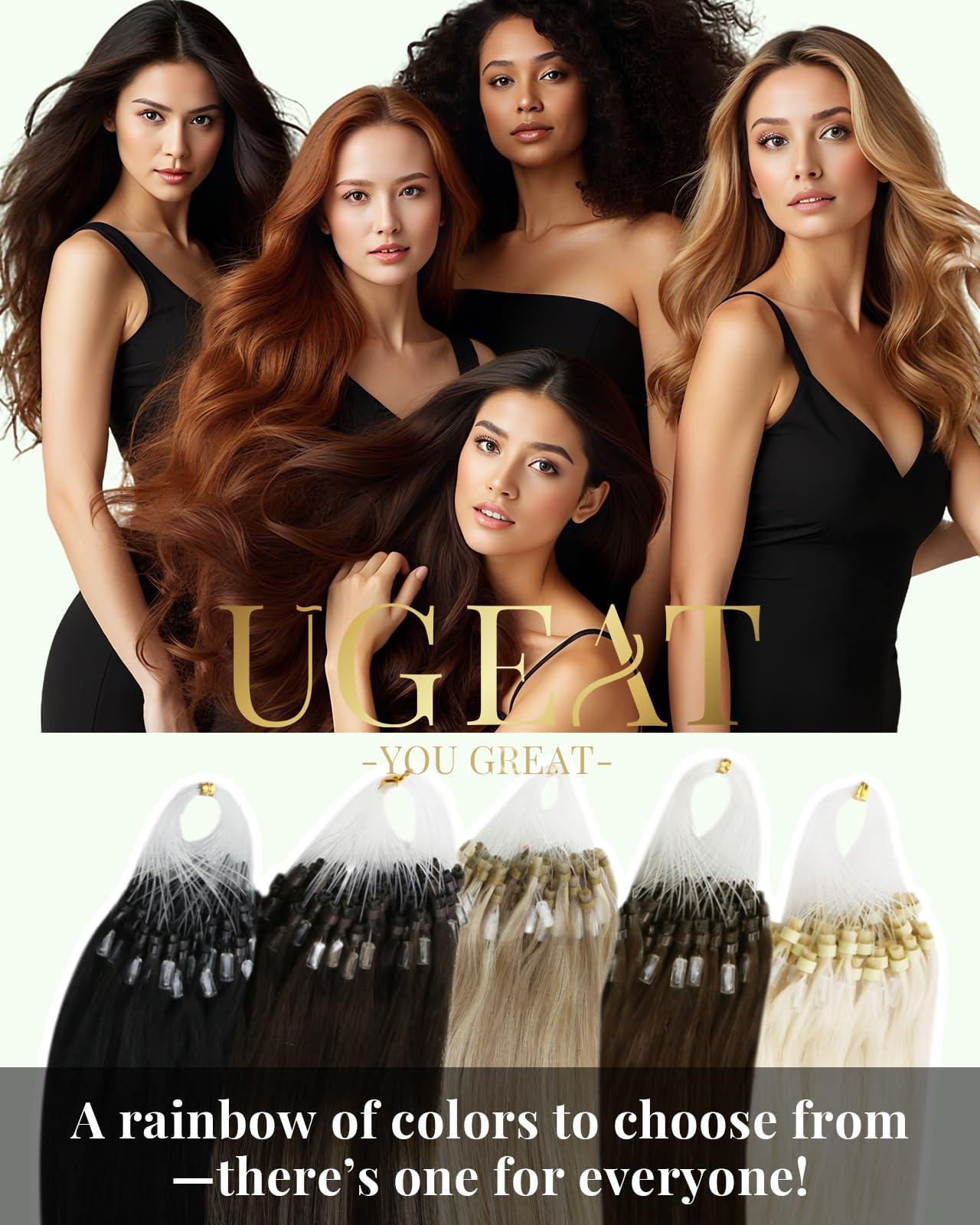 Ugeat Ugeat Micro Loops Hair Extensions Golden Brown Highlights Bleach Blonde Micro Bead Hair Extensions Highlight Real Human Hair Micro Rings Hair Extensions Straight Hair 22 Inch 50g 50s