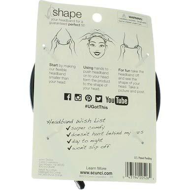 Scunci Scunci The Most Comfortable Headband Ever, Flexible No-Slip Grip, 2-pcs per Pack in Assorted Colors (1-Pack)