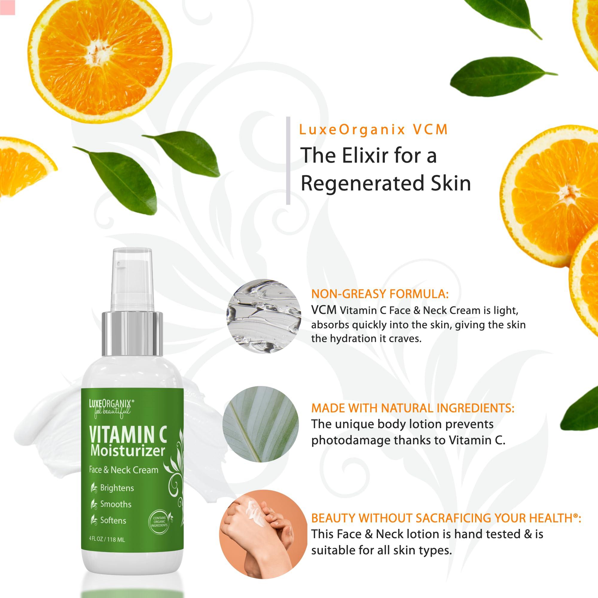 LuxeOrganix LuxeOrganix Organic Vitamin C Face Moisturizer with Anti-Aging, Brightening, and Wrinkle-Smoothing Properties.