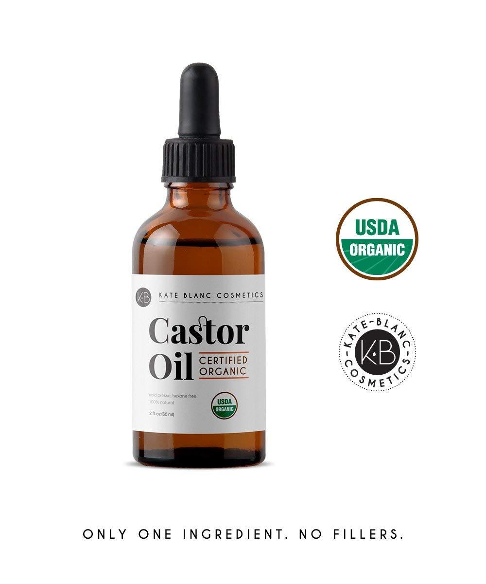 Kate Blanc Cosmetics Kate Blanc Cosmetics Organic Castor Oil (4oz). 100% Pure, Cold Pressed, Hexane Free in a Glass Bottle. Stimulate Growth for Eyelashes, Eyebrows, Hair. Skin Moisturizer & Oil Cleanse with Starter Kit