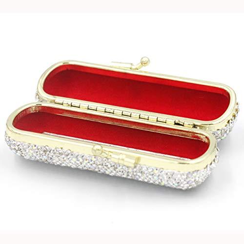Bestbling Bestbling Bling Rhinestone Crystal Lipstick Case Holder Organizer bag Cosmetic Storage for Women's Lipstick Jewelry Kit (Silver)